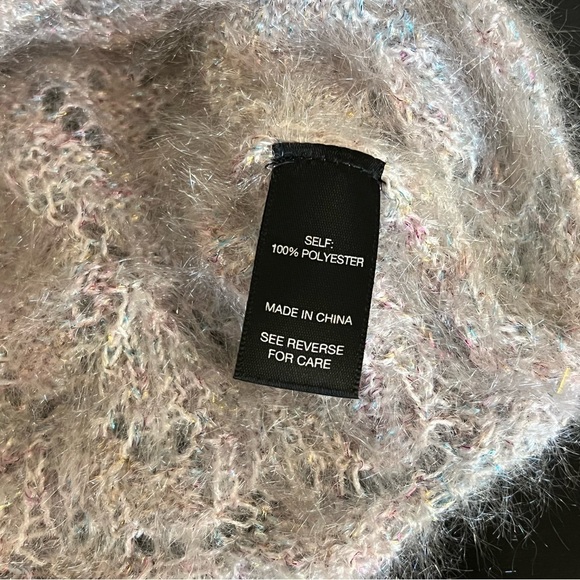 Fuzzy sweater Red by BKE Rainbow Shimmer Pointelle , soft, cropped, XL - Picture 12 of 14